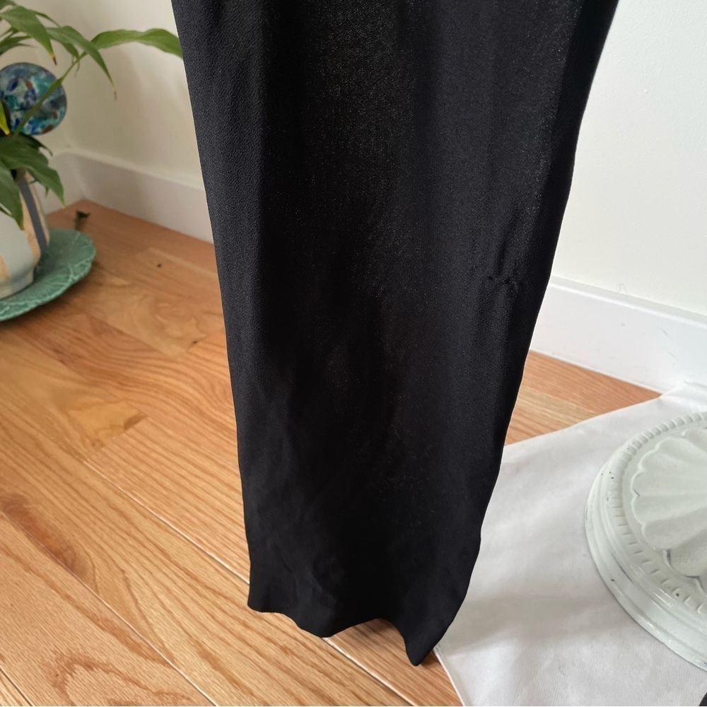 Sandro Paris Black Viscose Silk Sleeveless Exposed Zipper V-Neck Jumpsuit Sz 1/S - Picture 11 of 12